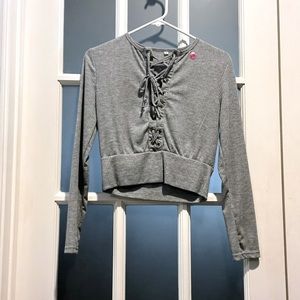 🩶 Gray Lace-up Top 🩶